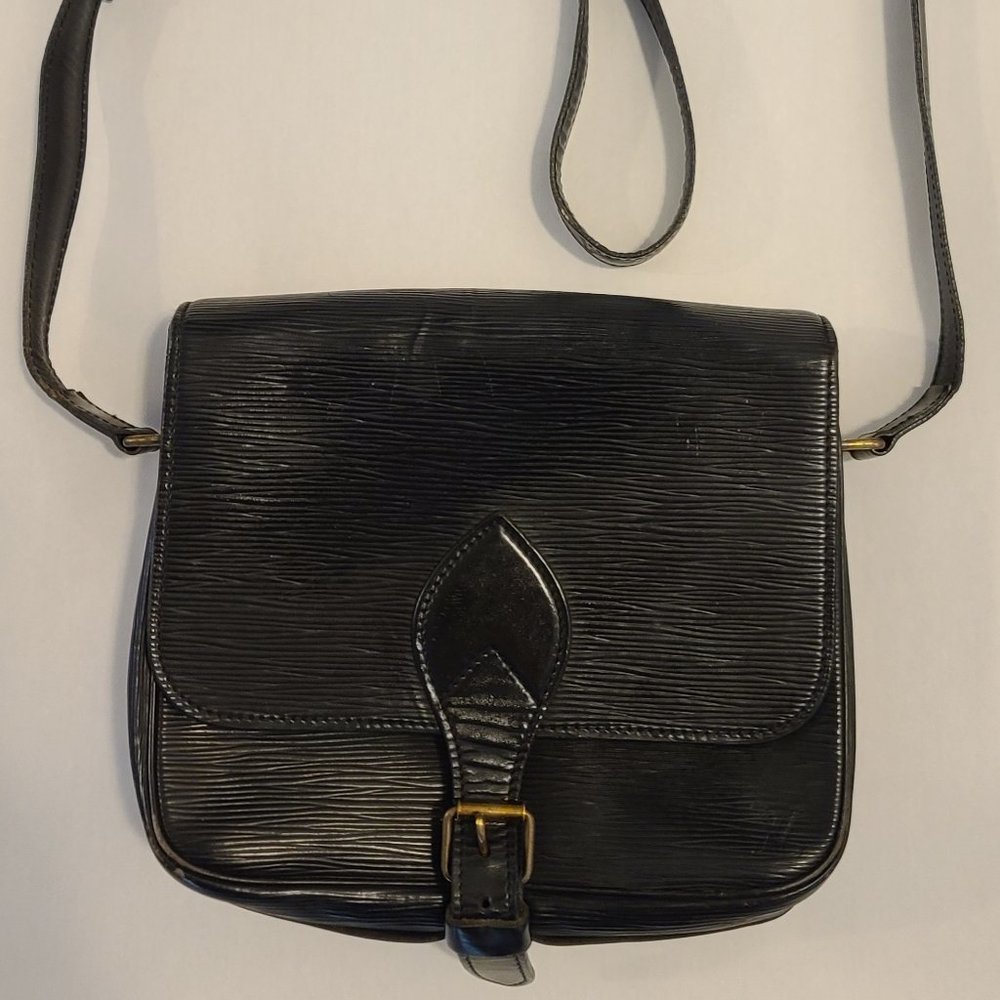 Louis Vuitton Cartouchiere Handbag Epi Leather PM Black